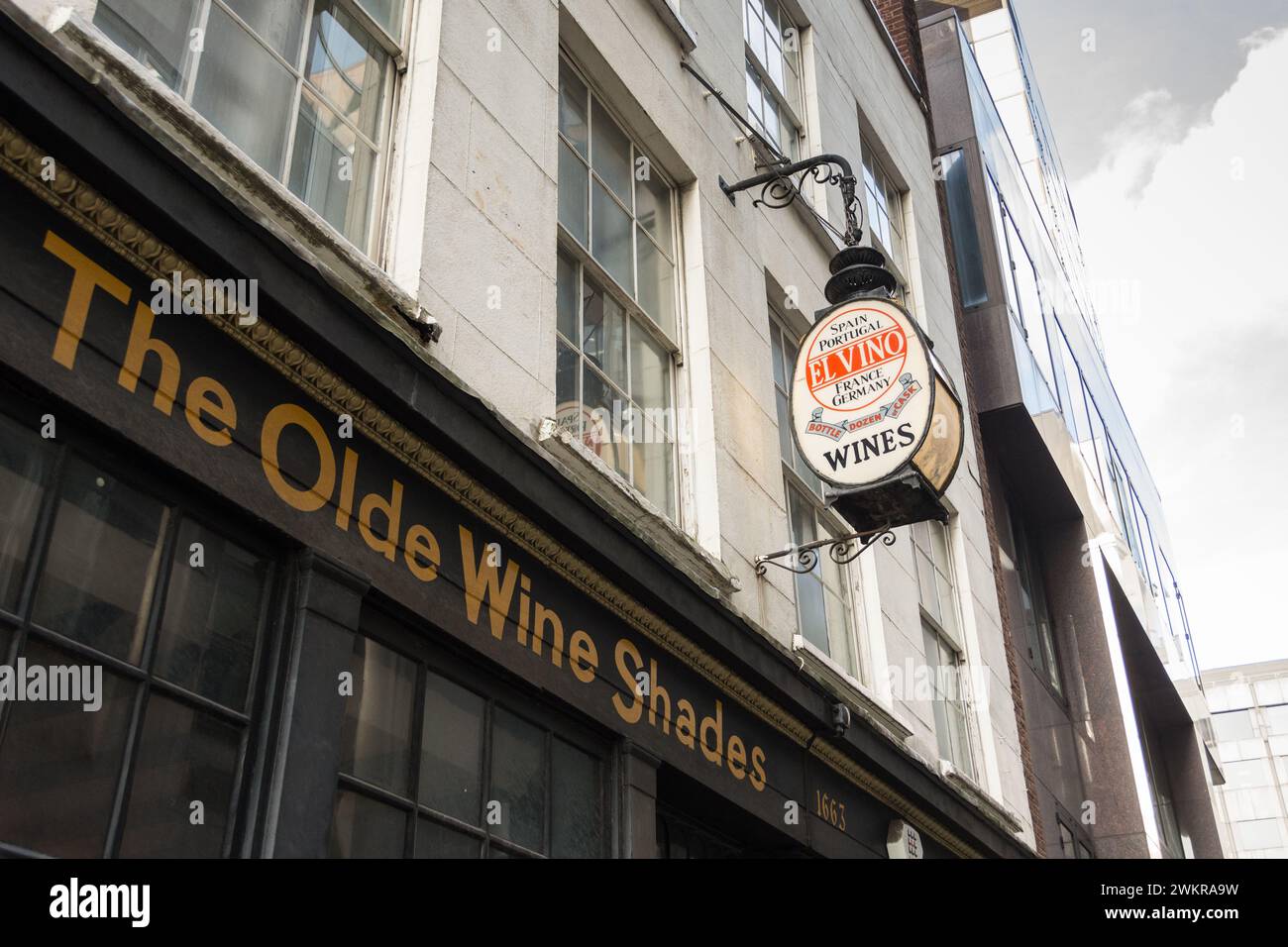 El Vino The Olde Wine Shades, Martin Lane, Cannon Street, London, EC4, England, Großbritannien Stockfoto