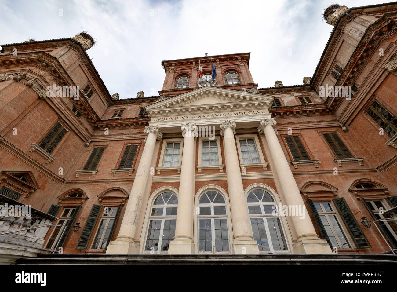 RACCONIGI, ITALIEN, 14. MAI 2023 - Blick auf das Schloss von Racconigi, Provinz Cuneo, Piemont, Italien Stockfoto