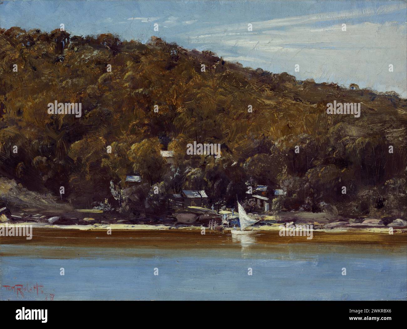 Tom Roberts, das Camp, Sirius Cove, Landschaftsmalerei in Öl auf Leinwand auf Pappe, 1899 Stockfoto