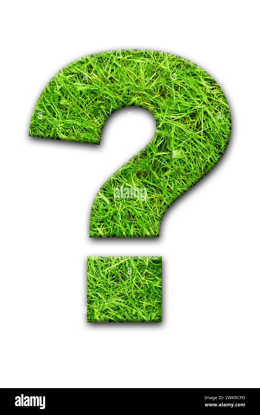 Fragezeichensymbol mit grünem Gras gefüllt Stockfoto