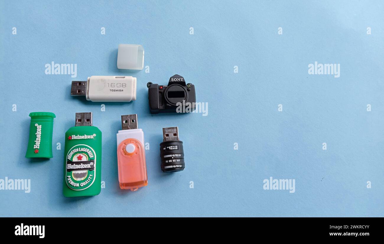 Wadaslintang, 24. Februar 2021, Fotospeicherkarte, Maus, Flash-Disk, Kamera-Akku, SD-Karte in schwarzer Speicherkarte, Maus, Blitz, Kamera-Akku, SD c Stockfoto