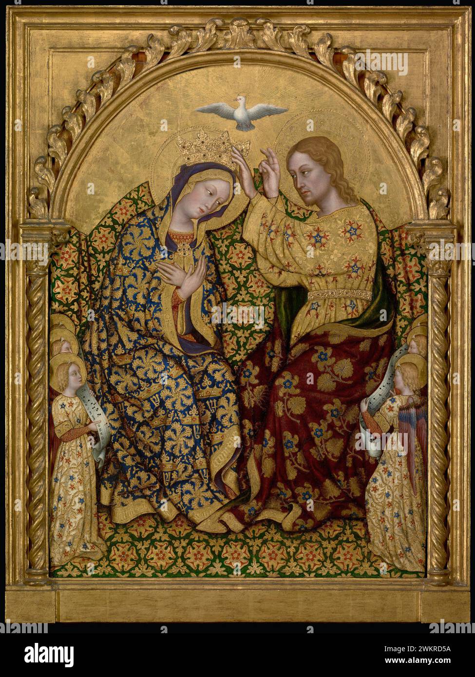 Krönung der Jungfrau; Gentile Da Fabriano (Italienisch, um 1370 - 1427); über 1420; Tempera und Blattgold auf Panel; 93 × 64,1 cm (36 5/8 x 25 1/4 in.); 77. PB.92 Stockfoto