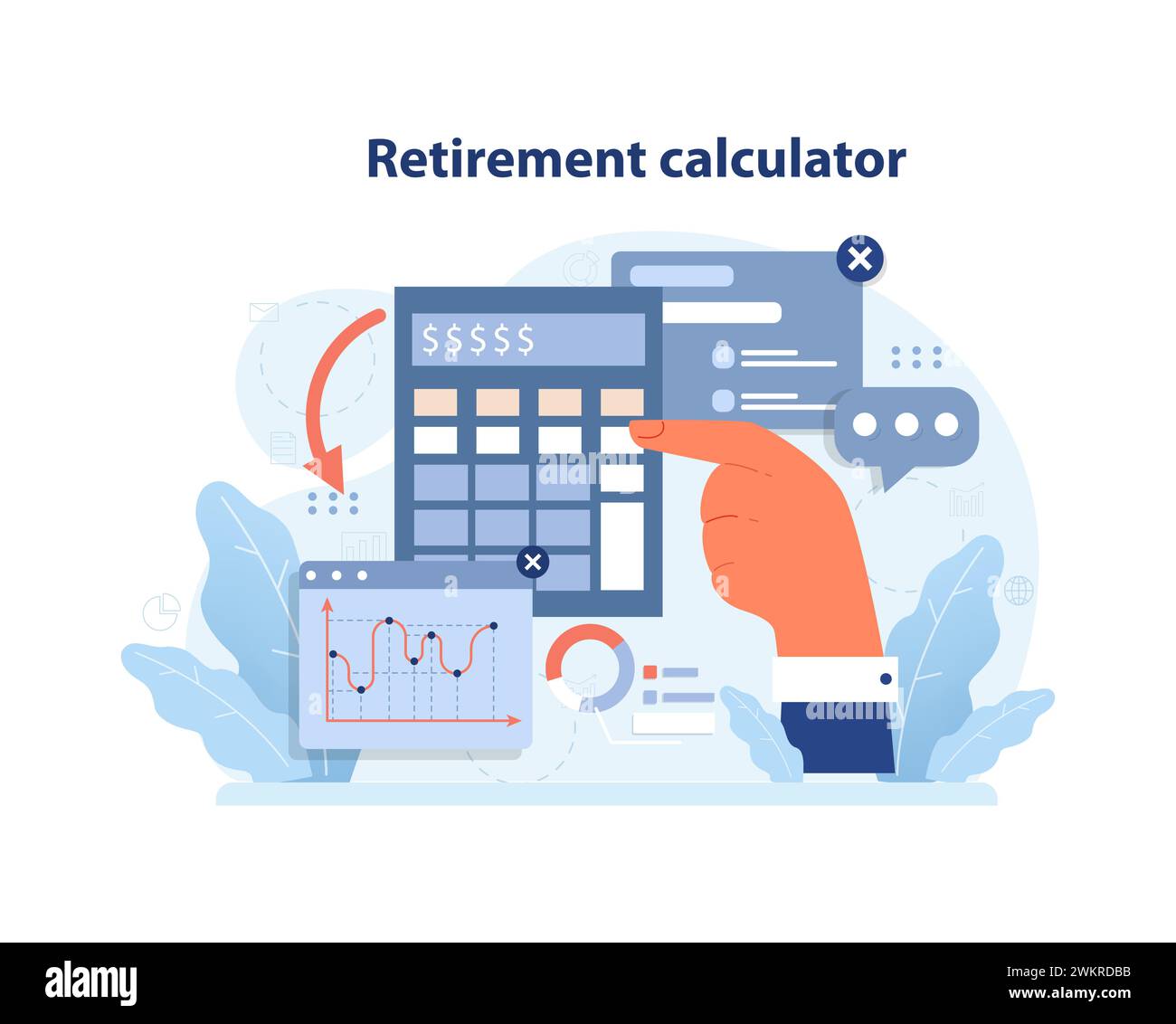 Finanzielle Unabhängigkeit, FEUERKONZEPT. Geld in die IRA investieren. Pensionsfondsdienst, Pensionsrechner. Finanzkompetenz, Zukunftsplanung. Illustration des flachen Vektors Stock Vektor Finanzielle Unabhängigkeit, FEUERKONZEPT. Geld in die IRA investieren. Pensionsfondsdienst, Pensionsrechner. Finanzkompetenz, Zukunftsplanung. Illustration des flachen Vektors Stock Vektor