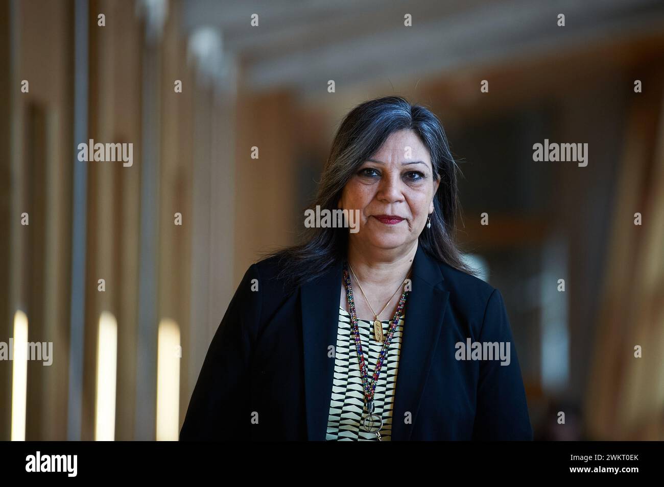 Edinburgh Schottland, Vereinigtes Königreich 22. Februar 2024. Minister für Kultur, Europa und internationale Entwicklung Kaukab Stewart MSP im schottischen Parlament. Credit sst/alamy Live News Stockfoto