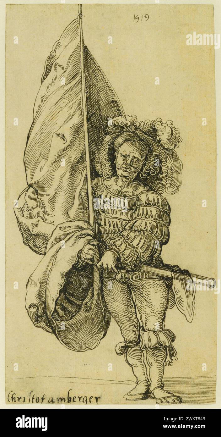 A Standardträger; Sebald Beham (Deutsch, 1500 - 1550); 1519; Stift und schwarze Tinte; 18,1 x 9,5 cm (7 1/8 x 3 3/4 Zoll); 94.GA.53 Stockfoto