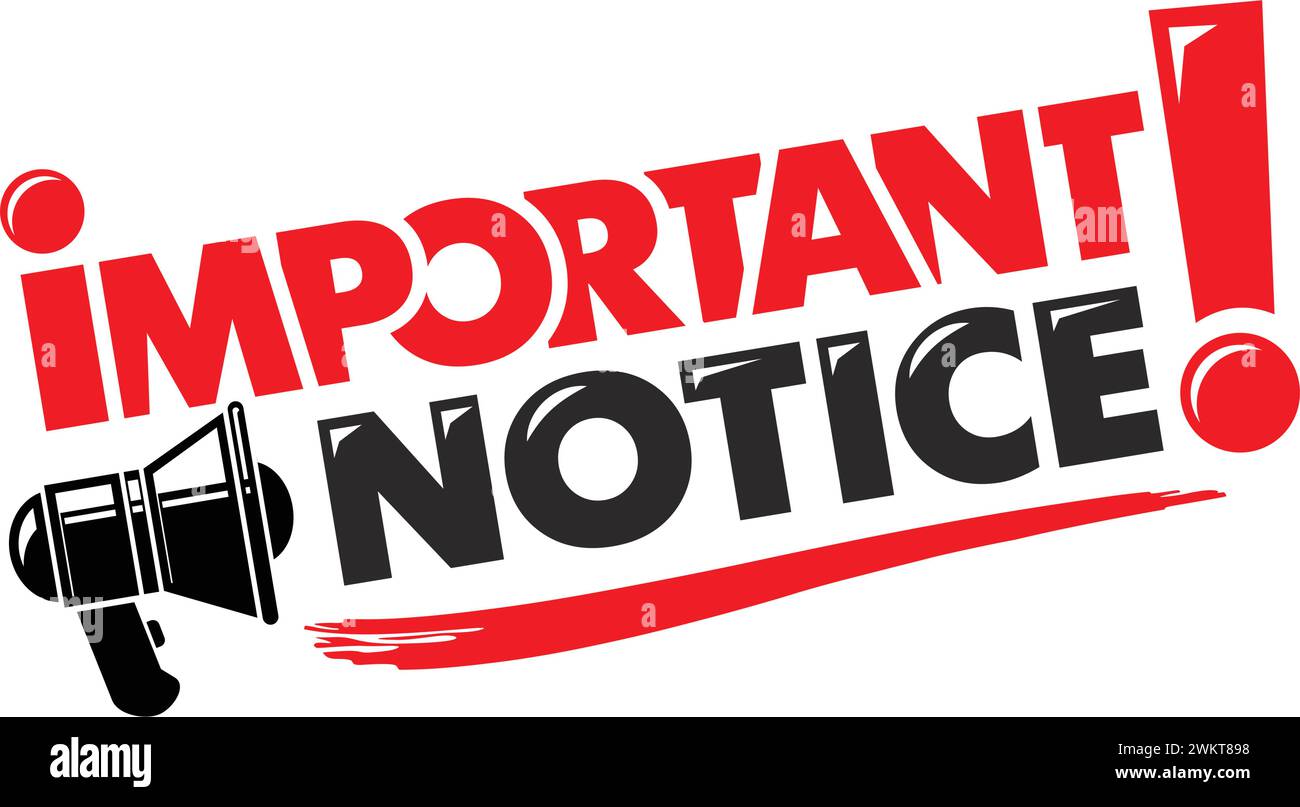 Wichtiger Hinweis mit Megaphon. Vektor auf transparentem Hintergrund Stock Vektor
