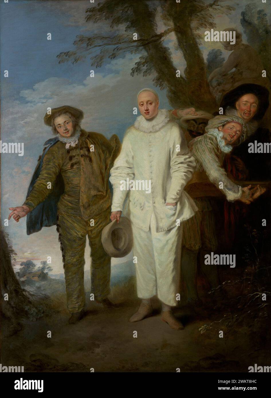 Die italienischen Comedians; Jean-Antoine Watteau (Französisch, 1684 - 1721); Frankreich; um 1720; Öl auf Leinwand; 128,9 x 93,3 cm (50 3/4 x 36 3/4 Zoll); 2012,5 Stockfoto