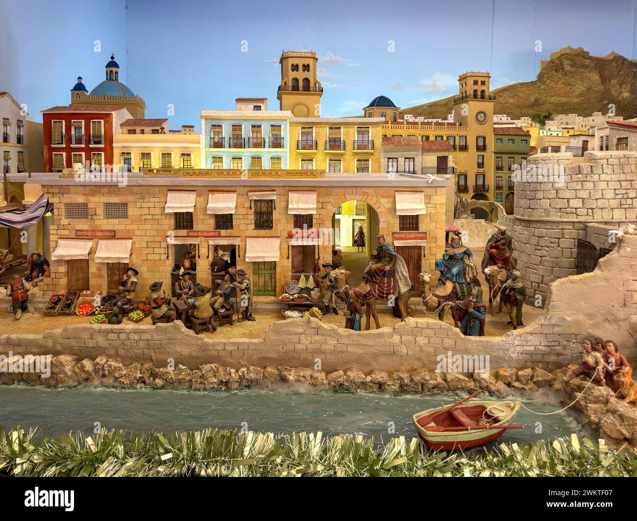 Geschichtsmodell im Eingang zum Rathaus von Alicante, Spanien Stockfoto