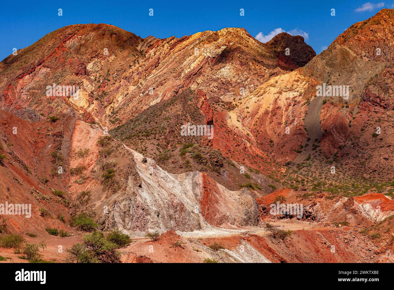Landschaft mit Hügeln von natürlichen Farben aufgrund der Anwesenheit von Mineralien wie Eisenoxid, Gips oder Chlorit. Stockfoto