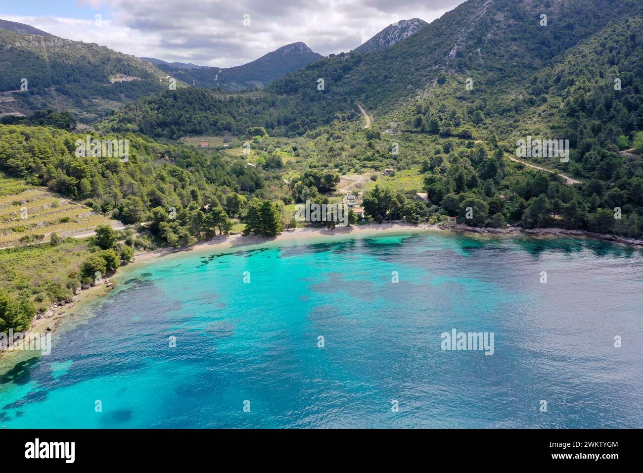 Halbinsel Pelješac, Peljesac, Nähe der Ortschaft Žuljana, Zuljana, im Süden von Kroatien, Adria, Adriatisches Meer, Mittelmeer, Küste, Dalmatien. Pelj Stockfoto