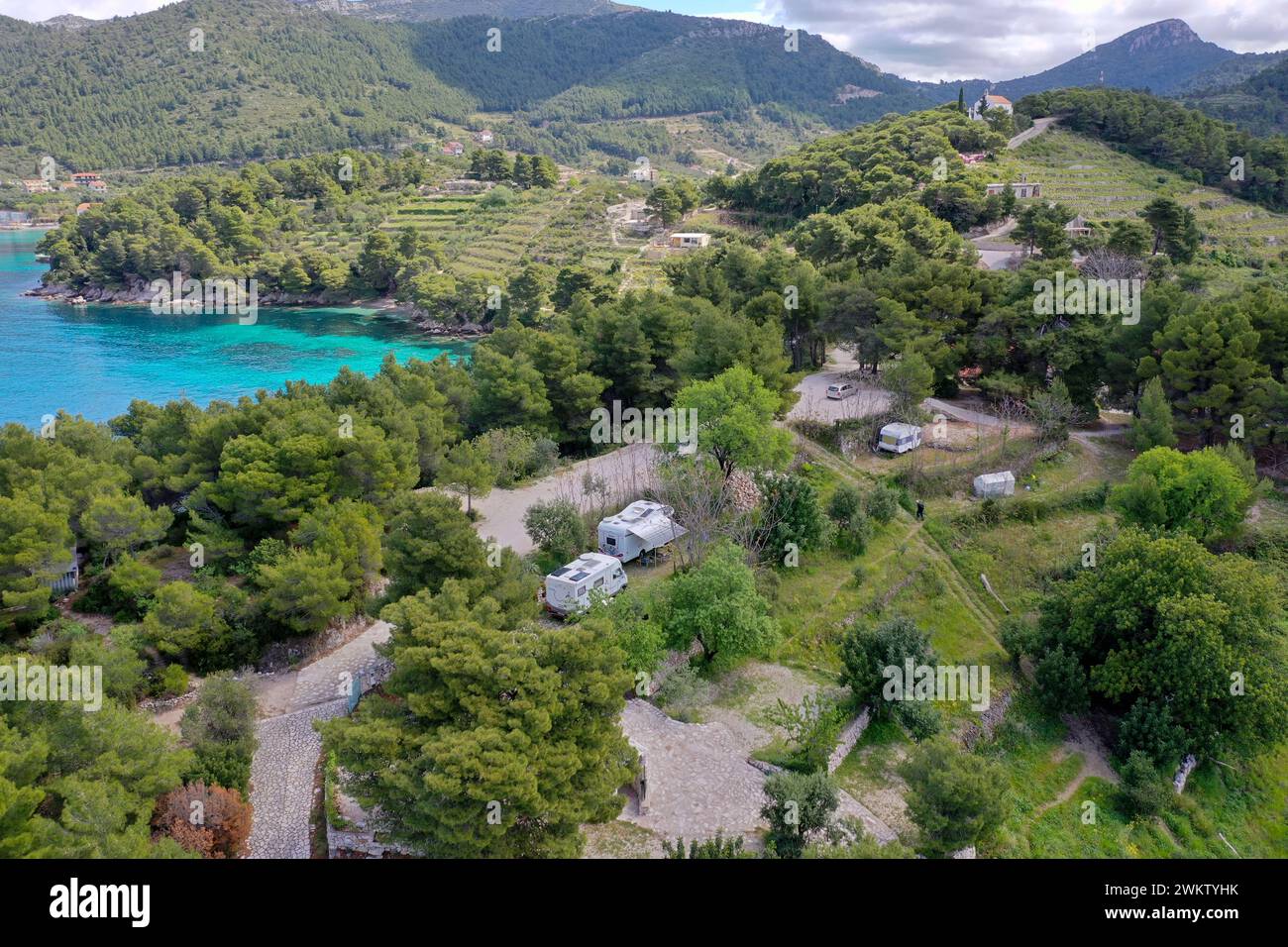 Halbinsel Pelješac, Peljesac, Nähe der Ortschaft Žuljana, Zuljana, im Süden von Kroatien, Adria, Adriatisches Meer, Mittelmeer, Küste, Dalmatien. Pelj Stockfoto