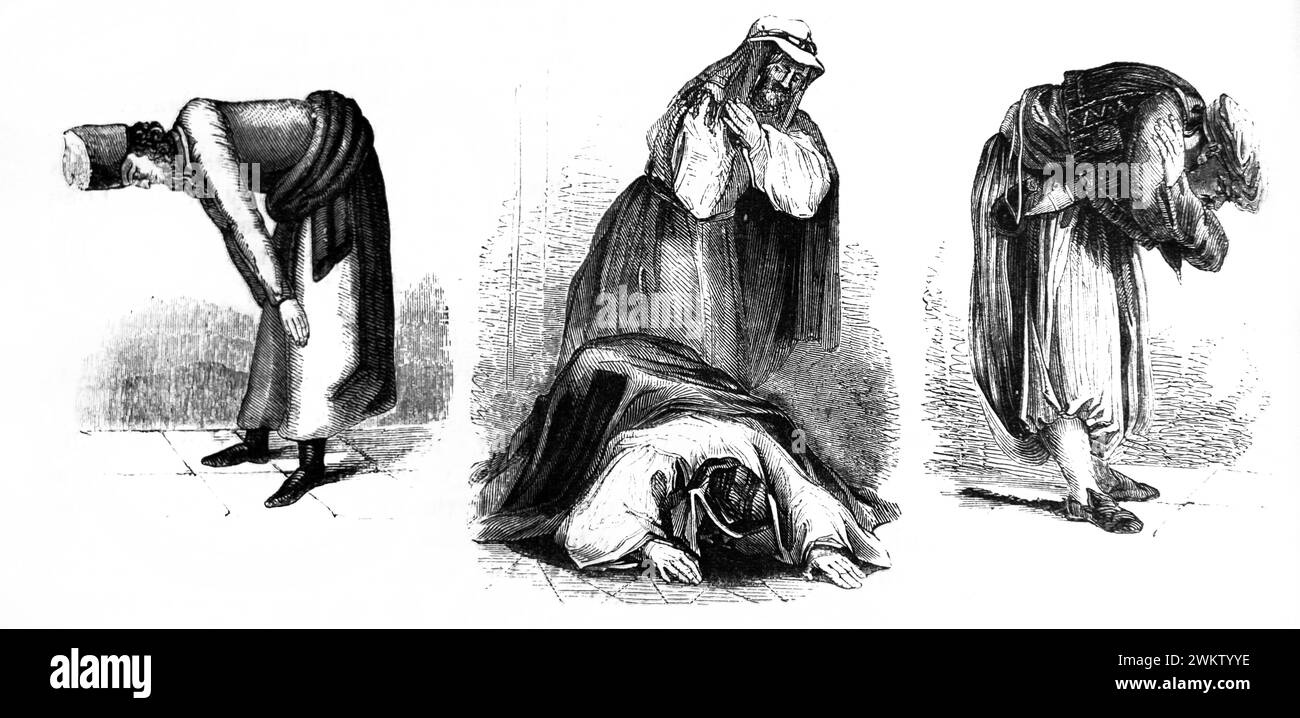 Illustration in der antiken Bibel des 19. Jahrhunderts der orientalischen Anrede Stockfoto