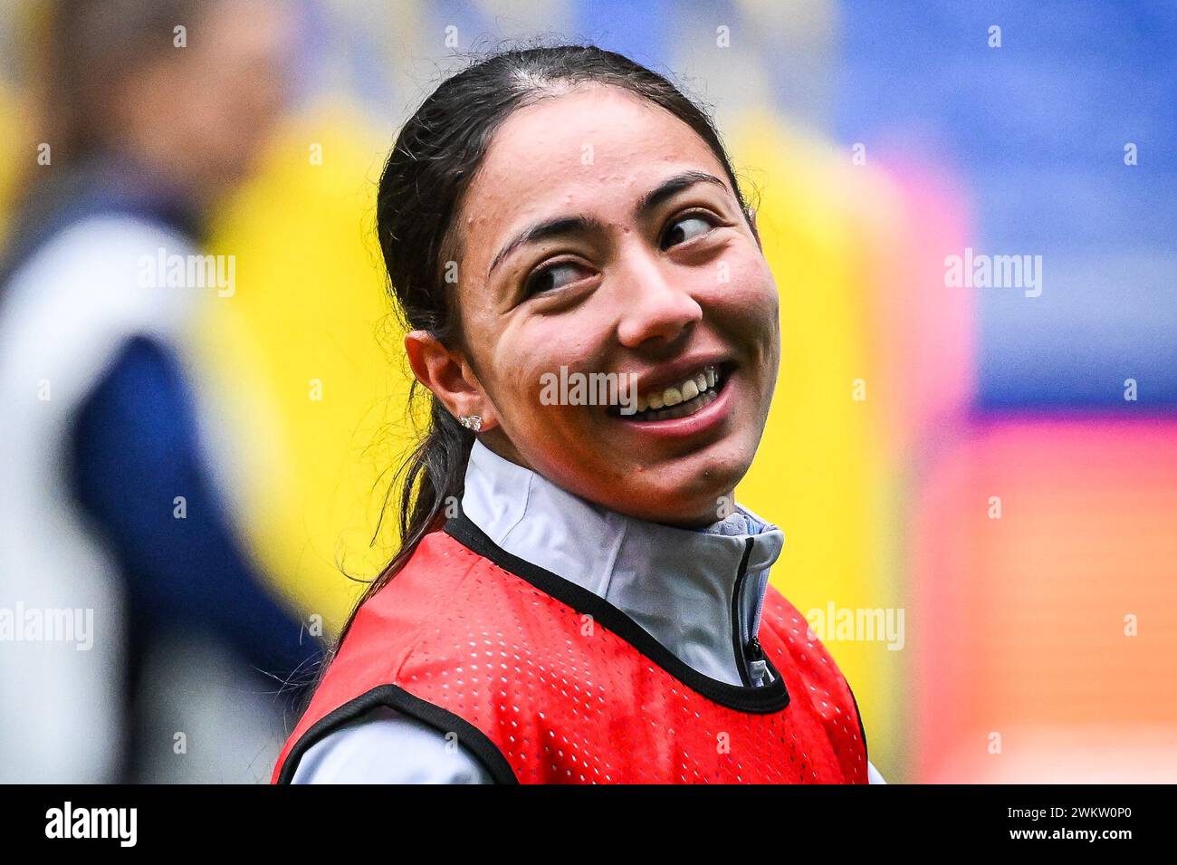 Decines Charpieu, Frankreich. Februar 2024. © Matthieu Mirville/MAXPPP - Decines-Charpieu 22/02/2024 Selma BACHA aus Frankreich während des Trainings vor dem Halbfinale der letzten vier der Women's Nations League im Groupama-Stadion am 22. Februar 2024 in Decines-Charpieu bei Lyon, Frankreich. Quelle: MAXPPP/Alamy Live News Stockfoto