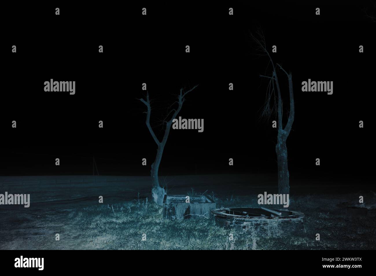 Schwarzweißbild dominiert von Nebel Stockfoto