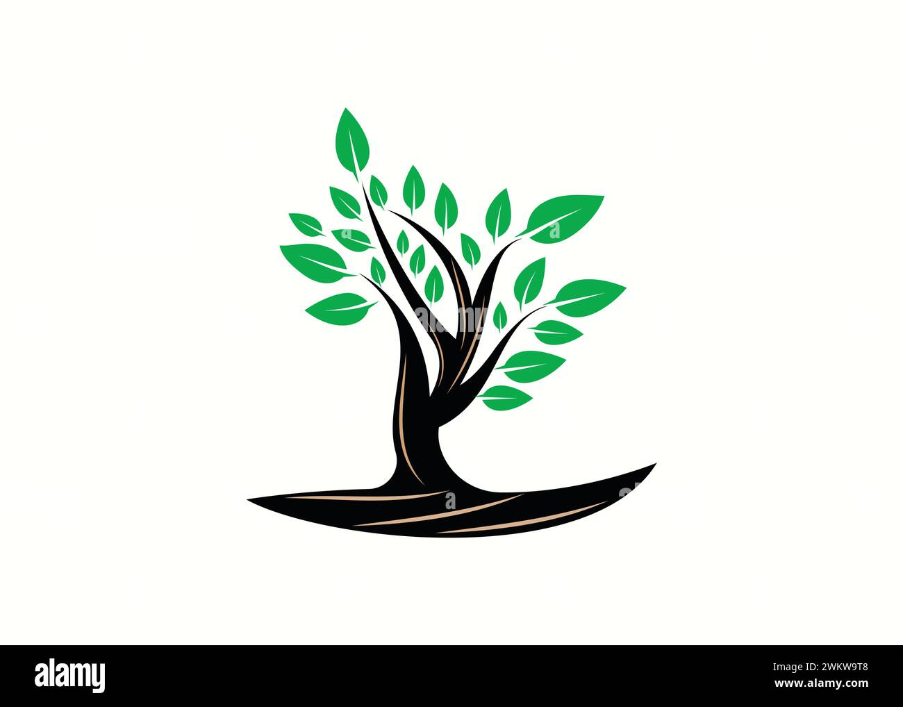 Kreative und minimalistische abstrakte Vektorvorlage für den Baum. Umweltfreundliches Baumlogo. Vektorillustration des Naturbaums Stock Vektor