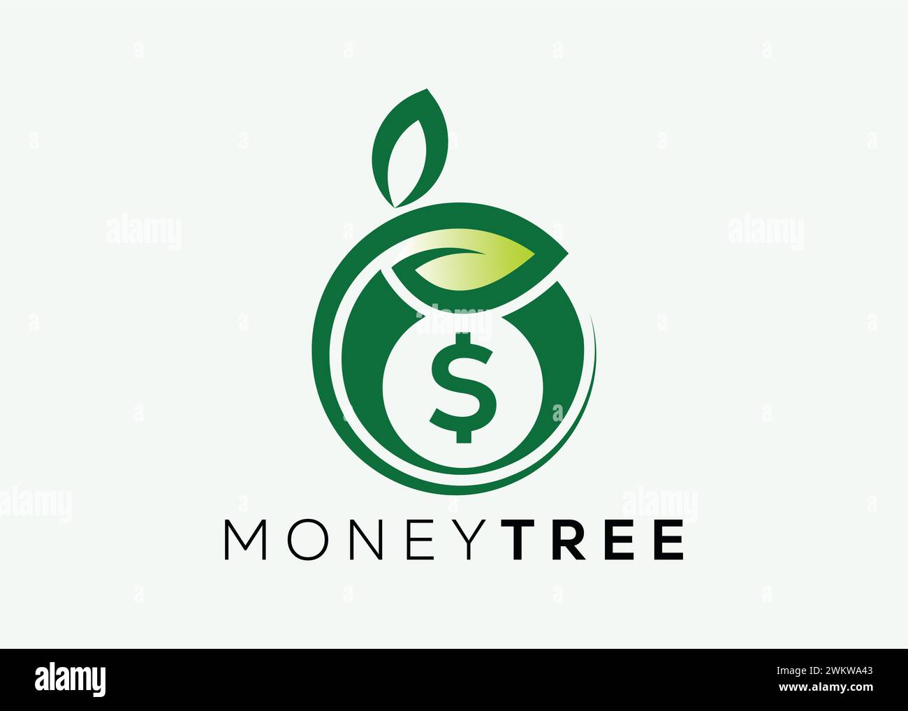 Minimalistisches Geldbaum-Logo-Design-Vektorvorlage. Logo für Unternehmensfinanzierung: Mehr Geld. Logo für Geldinvestitionen 3 Stock Vektor