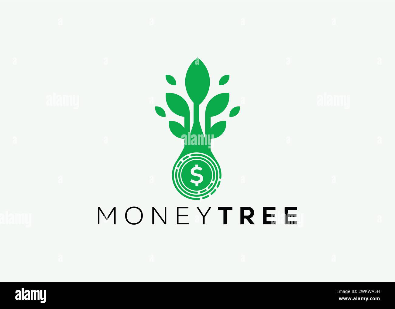 Minimalistisches Geldbaum-Logo-Design-Vektorvorlage. Logo für Unternehmensfinanzierung: Mehr Geld. Logo für Geldinvestitionen 3 Stock Vektor