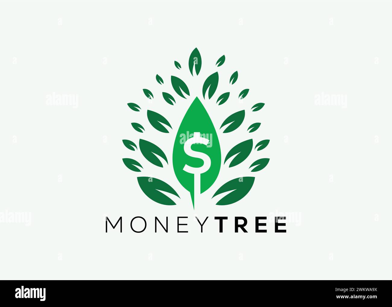 Minimalistisches Geldbaum-Logo-Design-Vektorvorlage. Logo für Unternehmensfinanzierung: Mehr Geld. Logo für Geldinvestitionen 3 Stock Vektor
