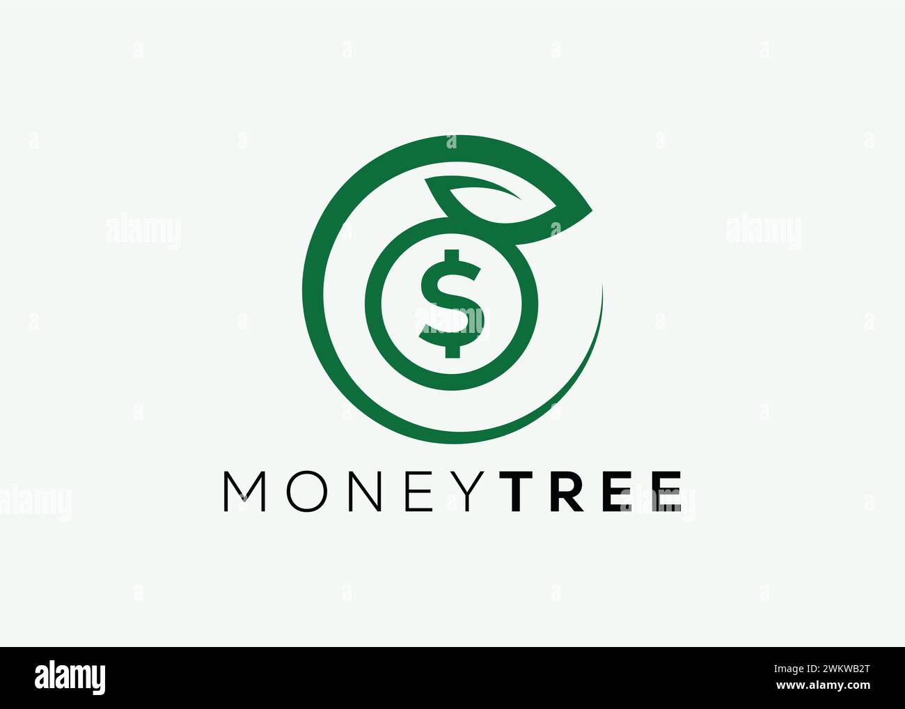 Minimalistisches Geldbaum-Logo-Design-Vektorvorlage. Logo für Unternehmensfinanzierung: Mehr Geld. Logo für Geldinvestitionen 3 Stock Vektor