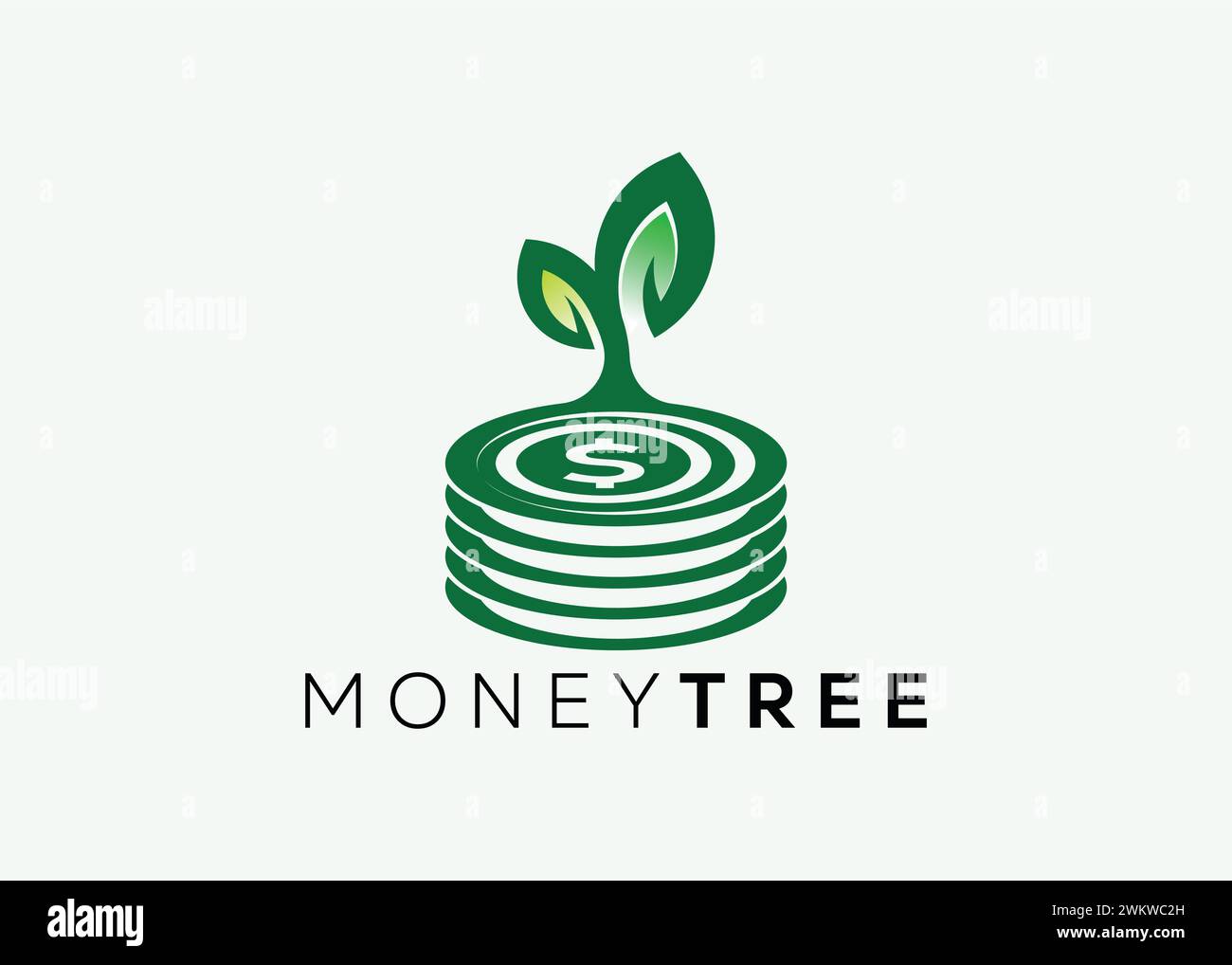 Minimalistisches Geldbaum-Logo-Design-Vektorvorlage. Logo für Unternehmensfinanzierung: Mehr Geld. Logo für Geldinvestitionen 3 Stock Vektor