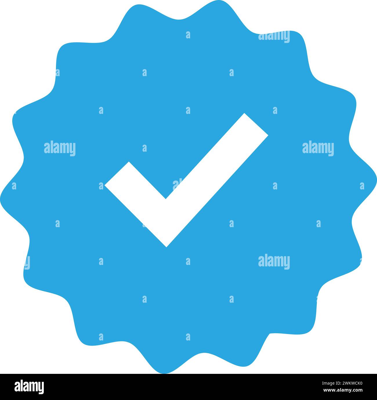 Blaues verifiziertes Badge-Symbol, verifiziertes Häkchen, blaues Häkchen in sozialen Medien Stock Vektor