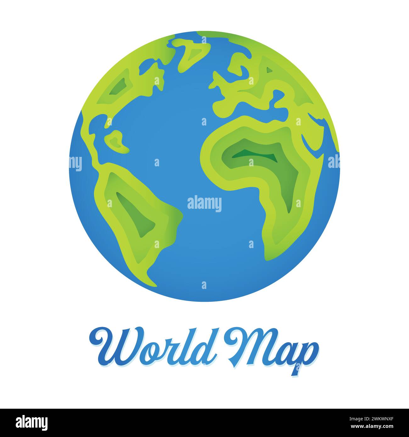 Cartoon Planet Erde 3D Vektor Symbol auf weißem Hintergrund. Erdtag oder Umweltschutzkonzept. Stock Vektor