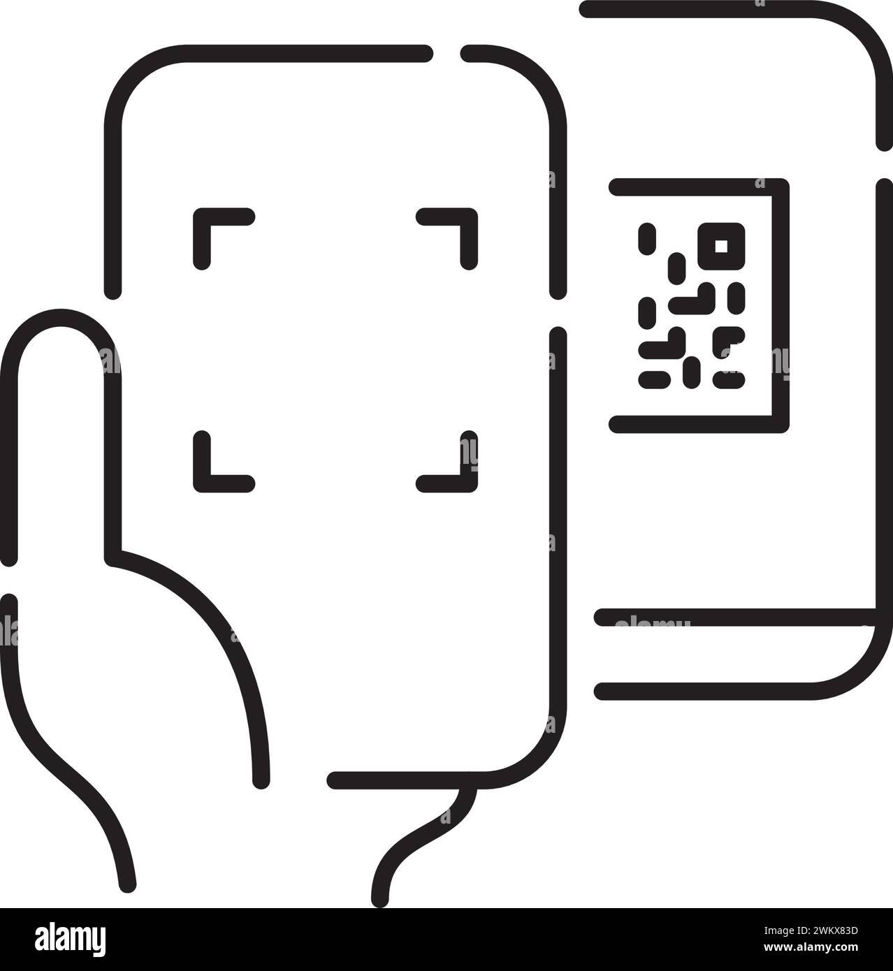 Scannen von qr-Code von einem anderen Smartphone. Nutzen Sie es für Geldtransfers oder einfachen Zugriff auf Links. Symbol für perfekte Pixel Stock Vektor