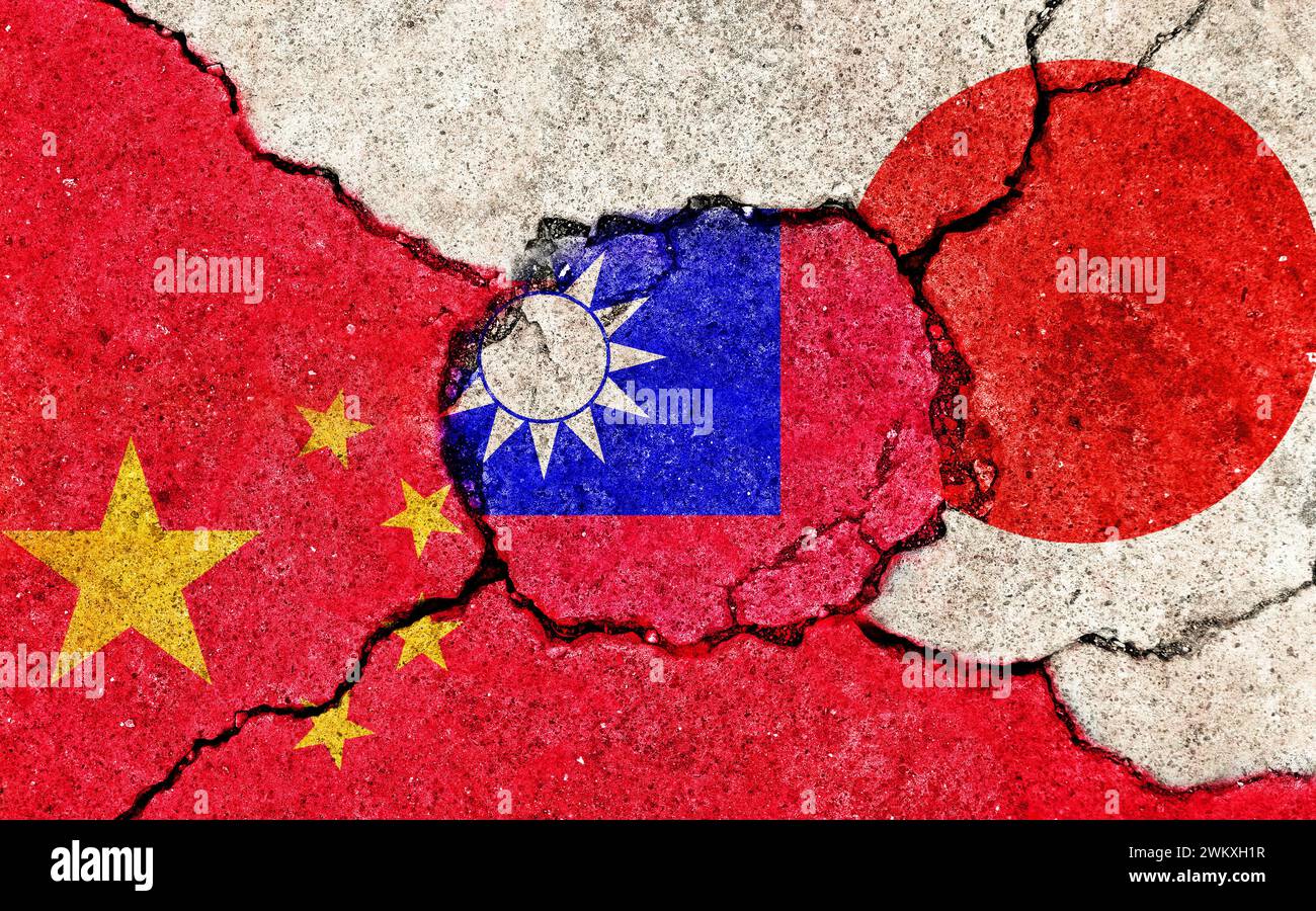 Konflikt zwischen China und Japan um Taiwan Stockfoto