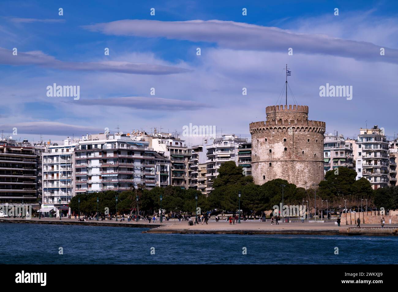 Weißer Turm, Uferpromenade, Thessaloniki, Mazedonien, Griechenland Stockfoto
