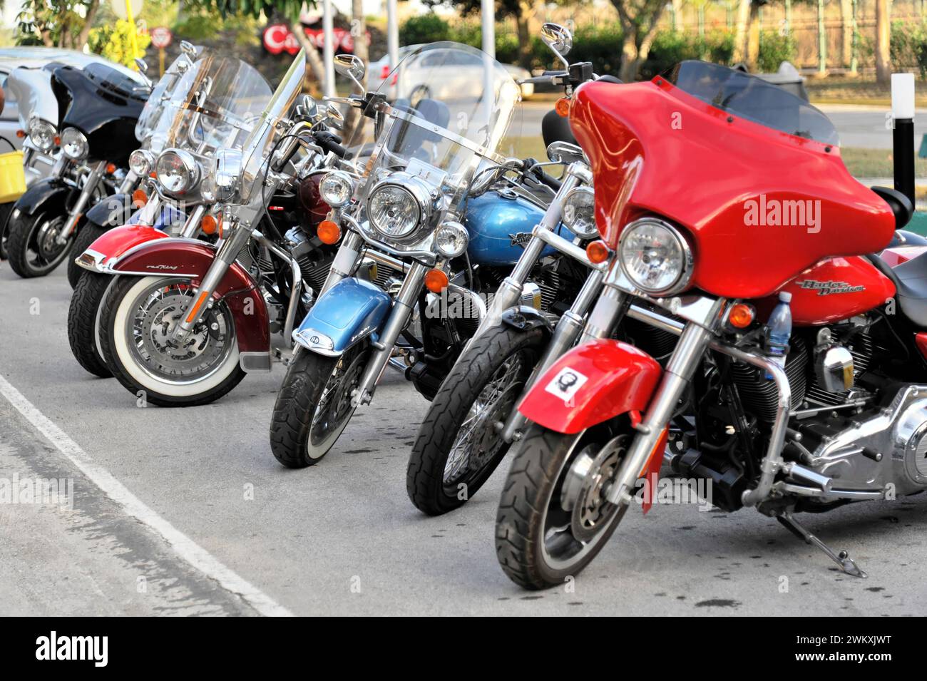 Harley Davidson, Motorräder, Baujahr ca. 1950, Havanna, Kuba, Zentralamerika Stockfoto
