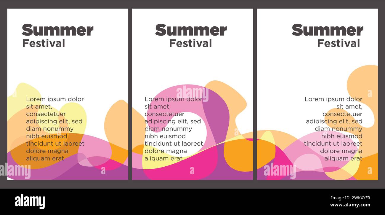 Summer Music Festival Event Publikation Set mit abstrakten Hintergrund Illustration Vektor Vorlage Stock Vektor