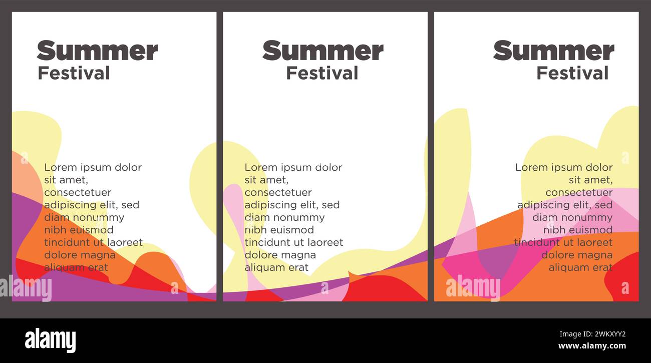 Summer Music Festival Event Publikation Set mit abstrakten Hintergrund Illustration Vektor Vorlage Stock Vektor