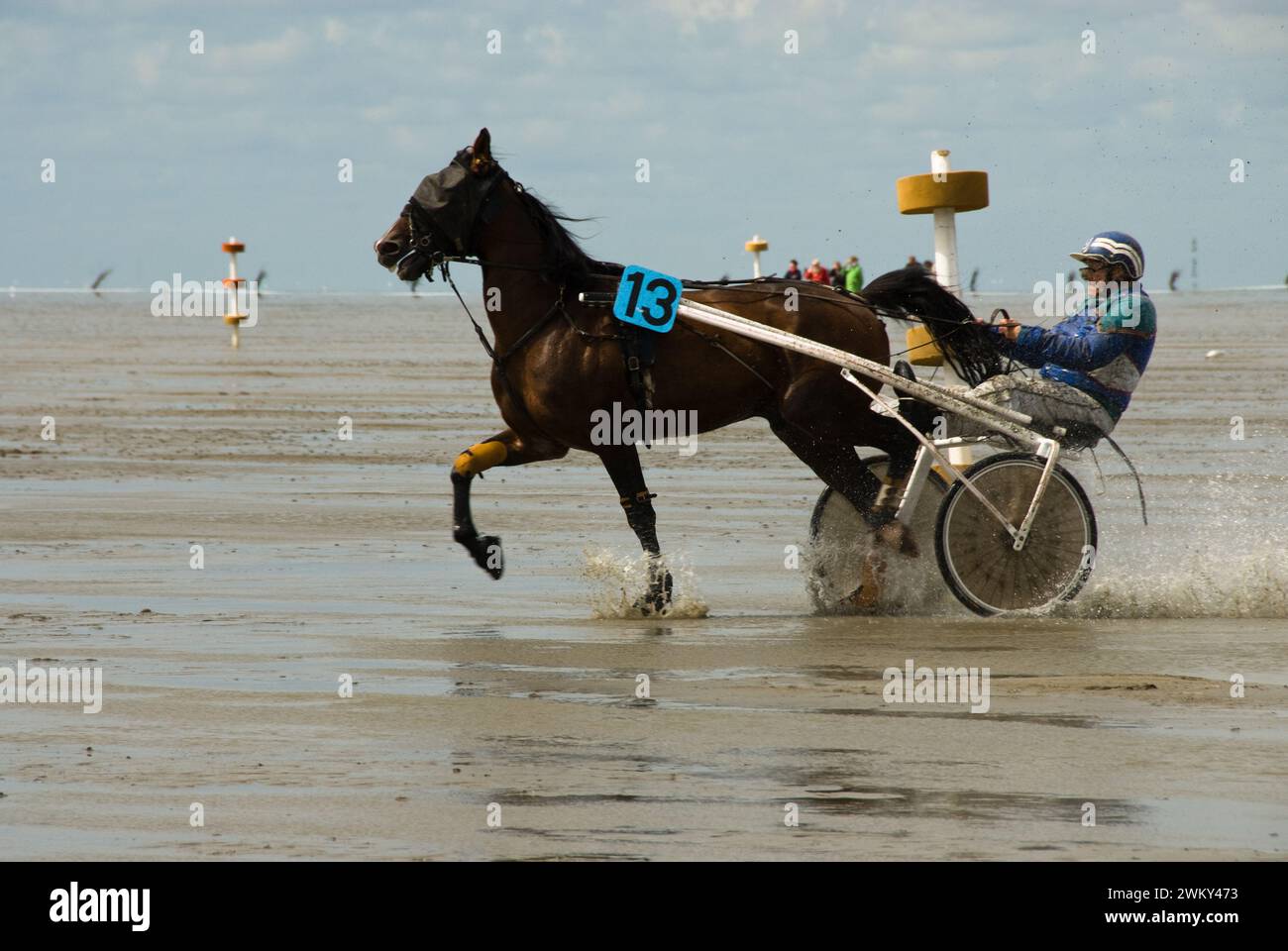 Einzigartiges Pferderennen in Duhnen, Deutschland, an der Nordseeküste Stockfoto