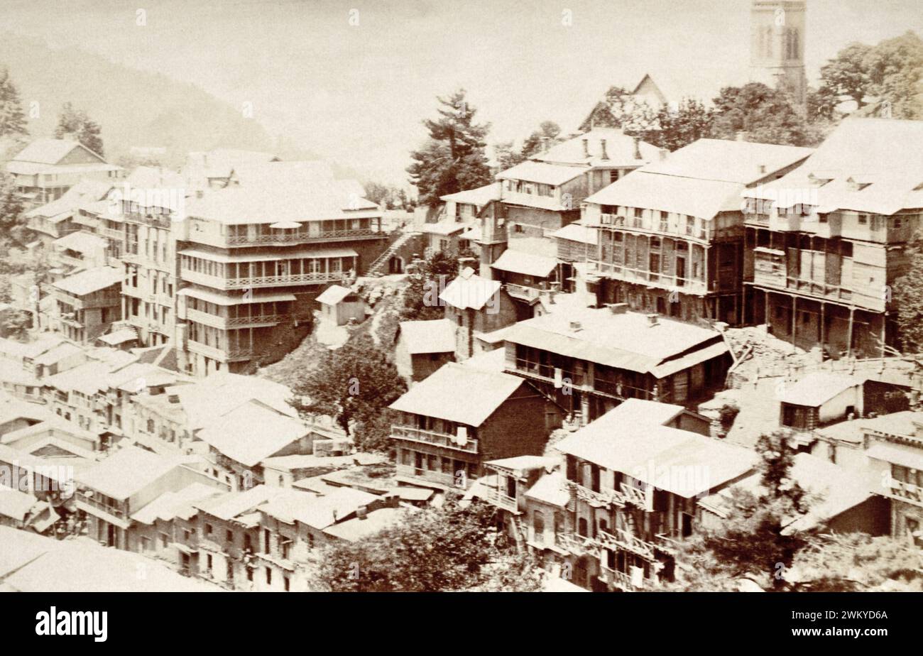 Ein Blick auf Murree, Punjab, während des britischen Raj um 1905. Stockfoto