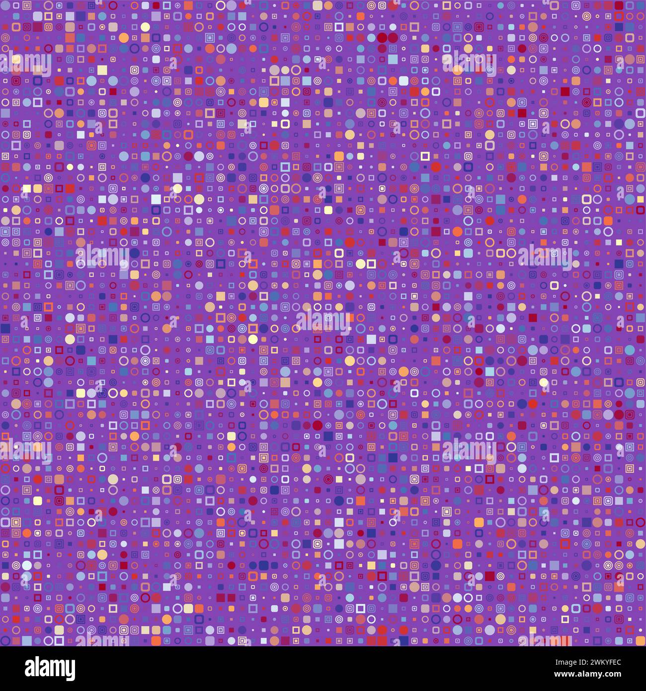 Nahtloses Hintergrundmuster. Verschiedene geometrische Formen in mehreren Farben. Lila, Lavendel, Rosa, Orchidee, Violett. Bezaubernde Vektorillustration. Stock Vektor