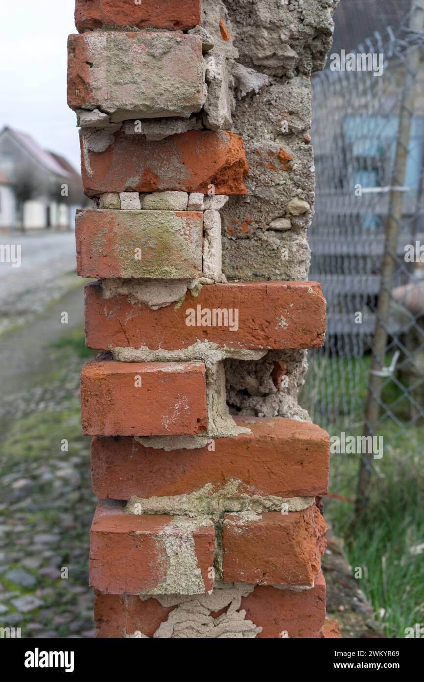 Detail des Mauerwerks mit roten Ziegeln Stockfoto