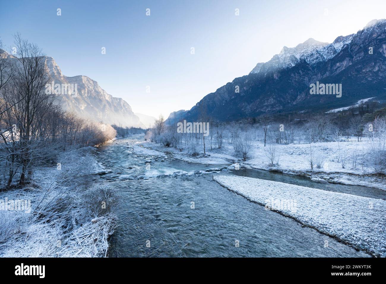 Italien Trentino Valsugana - Oltrebrenta - Fluss Brenta Stockfoto
