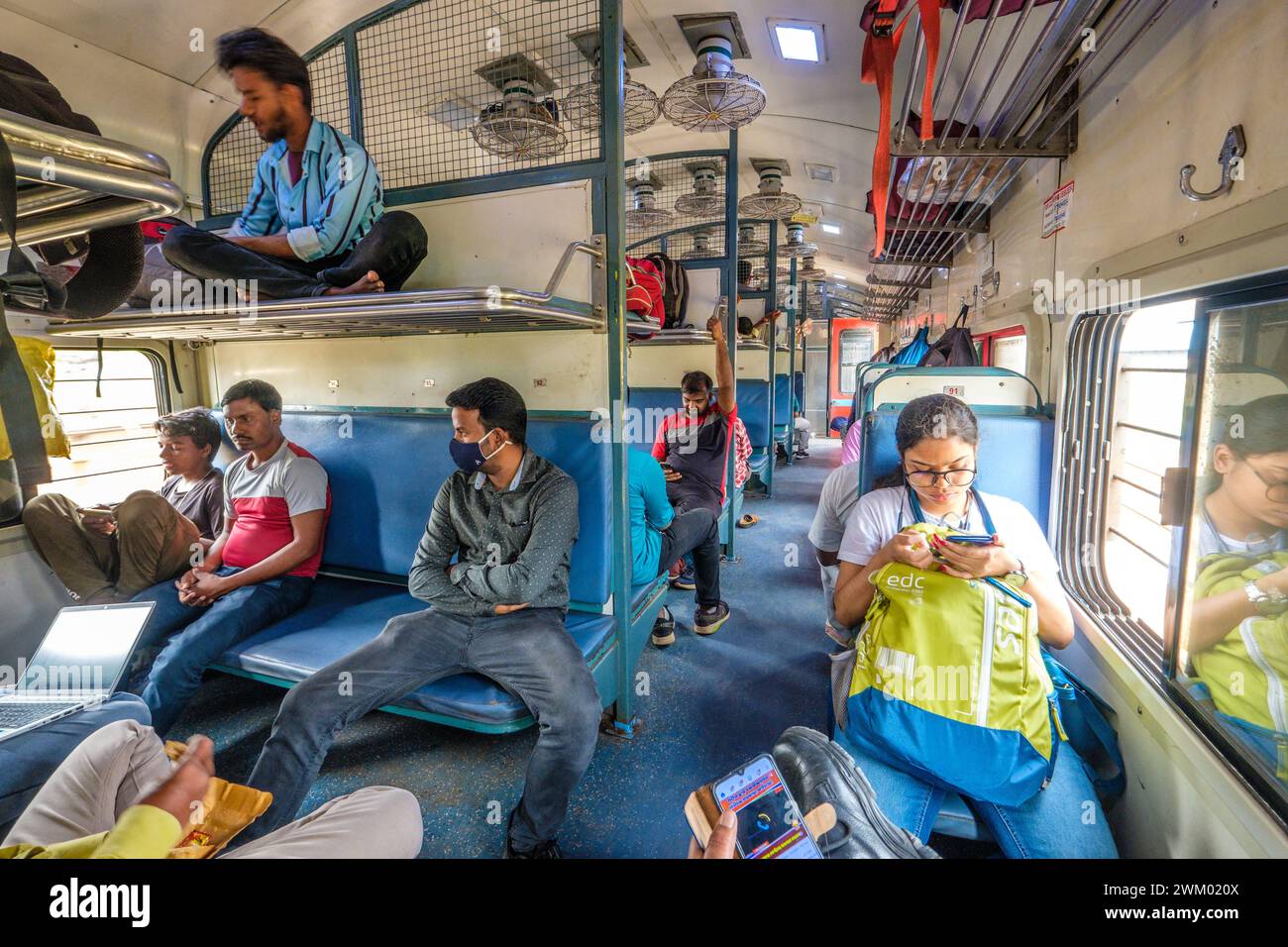Im Schlafwagen eines Indian Rail-Zuges Stockfoto