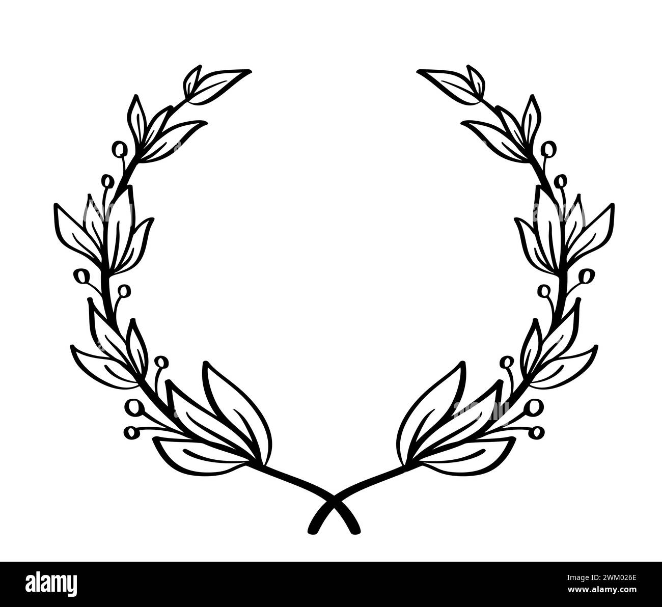 Schwarzer handgezeichneter Lorbeerkranz Vintage-Rahmen. Eine Auszeichnung, eine Leistung, eine Heraldik, ein Logo. Vektorabbildung Stock Vektor