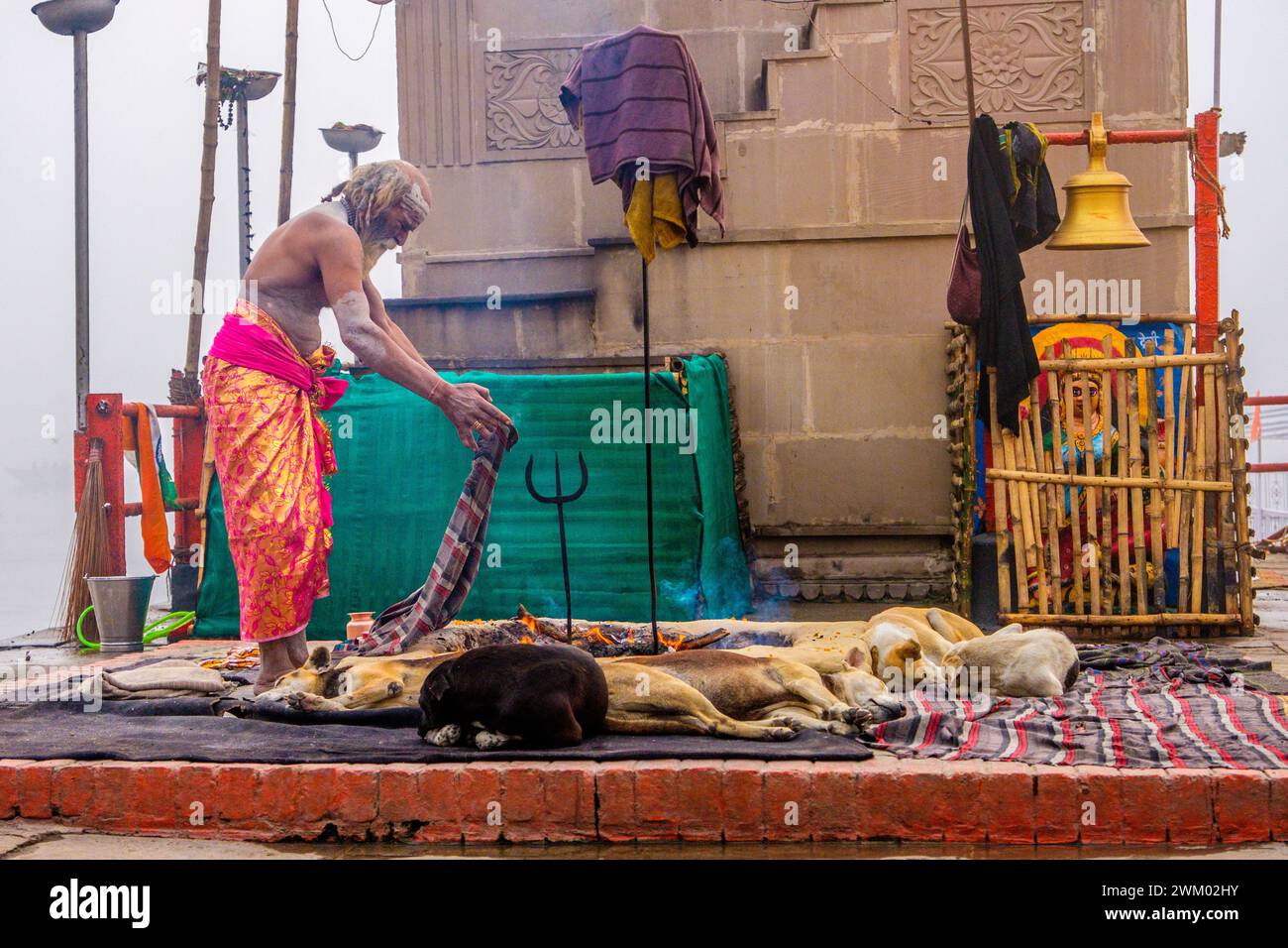 Ein indischer Sadhu / heiliger Mann in der Stadt Varanasi, Indien Stockfoto