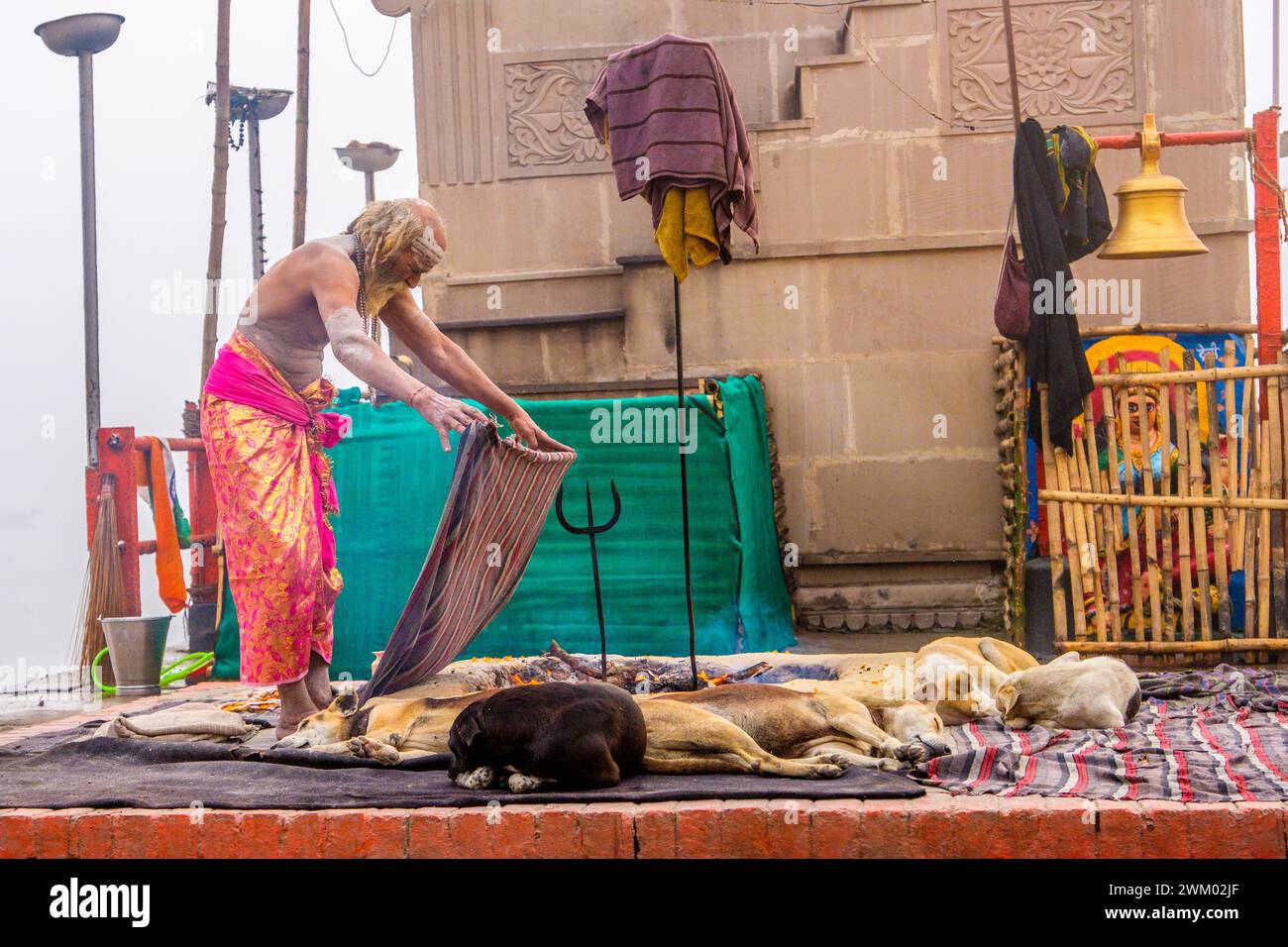 Ein indischer Sadhu / heiliger Mann in der Stadt Varanasi, Indien Stockfoto