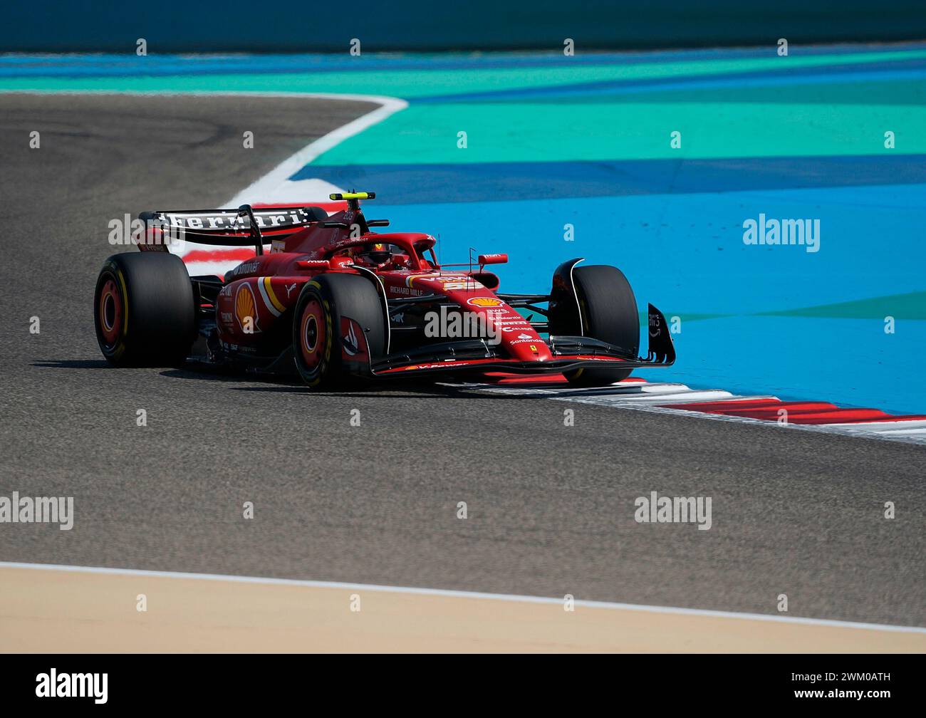 23. Februar 2024, Bahrain International Circuit, Sakhir, Formel-1-Testfahrten in Bahrain 2023, im Bild Carlos Sainz Jr. (ESP), Scuderia Ferrari Stockfoto