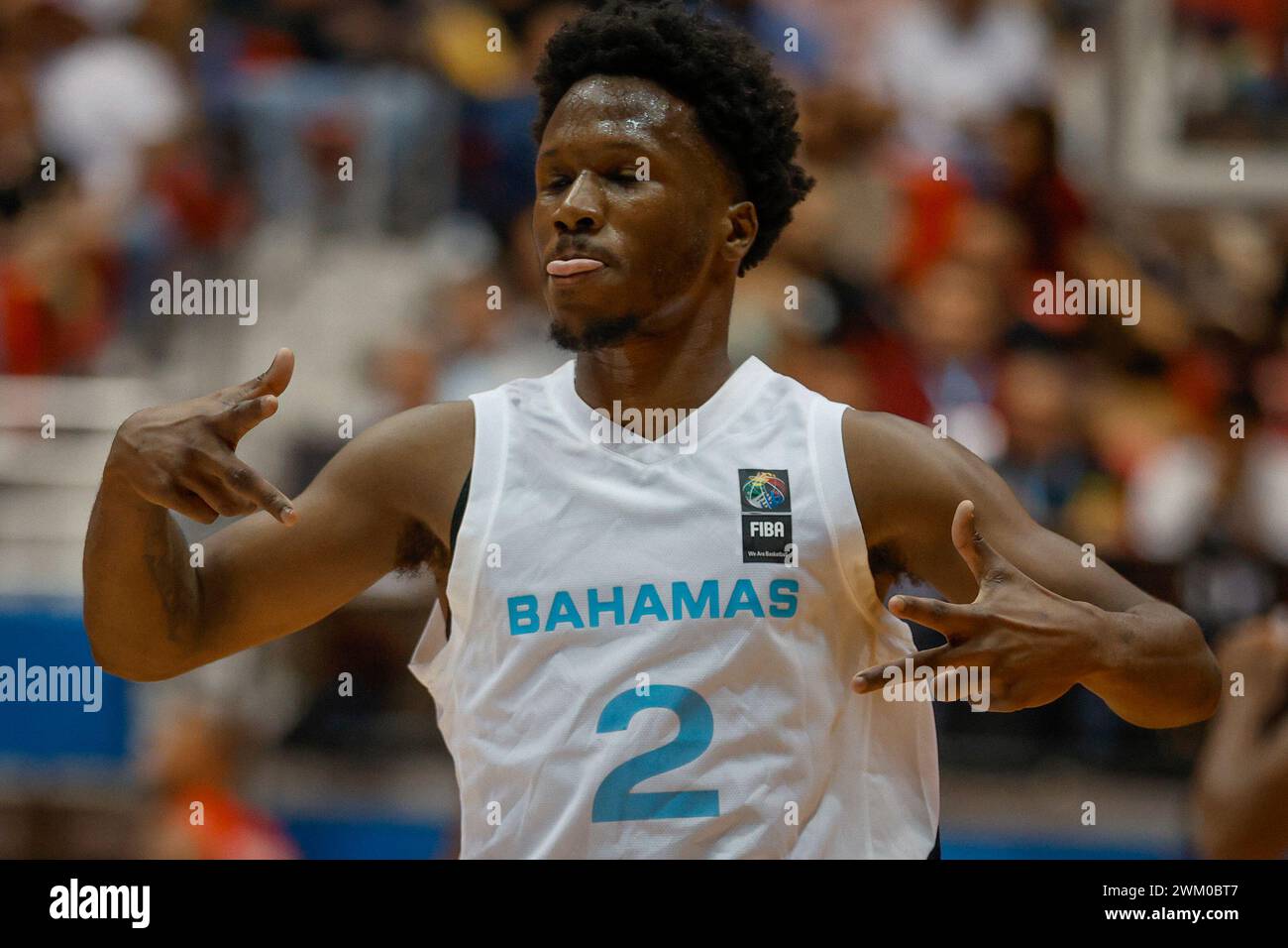 SAN JUAN, SAN JUAN Bahamas #2 Domnick Bridgewater FIBA AmeriCup 2025 Qualifikation (Fenster 1) Bahamas gegen Puerto Rico (Endstand: 88 Bahamas gegen 77 Puerto Rico) am 22. Februar 2024 in San Juan Puerto Rico. (Foto: Edgardo J. Medina Millán/SIPA USA) Credit: SIPA USA/Alamy Live News Stockfoto