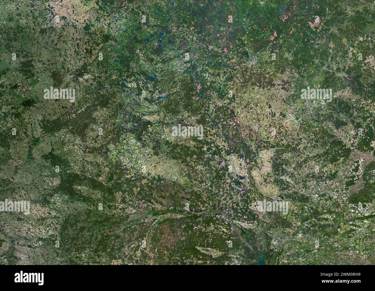 Farb-Satellitenbild von Belarus und den Nachbarländern. Stockfoto