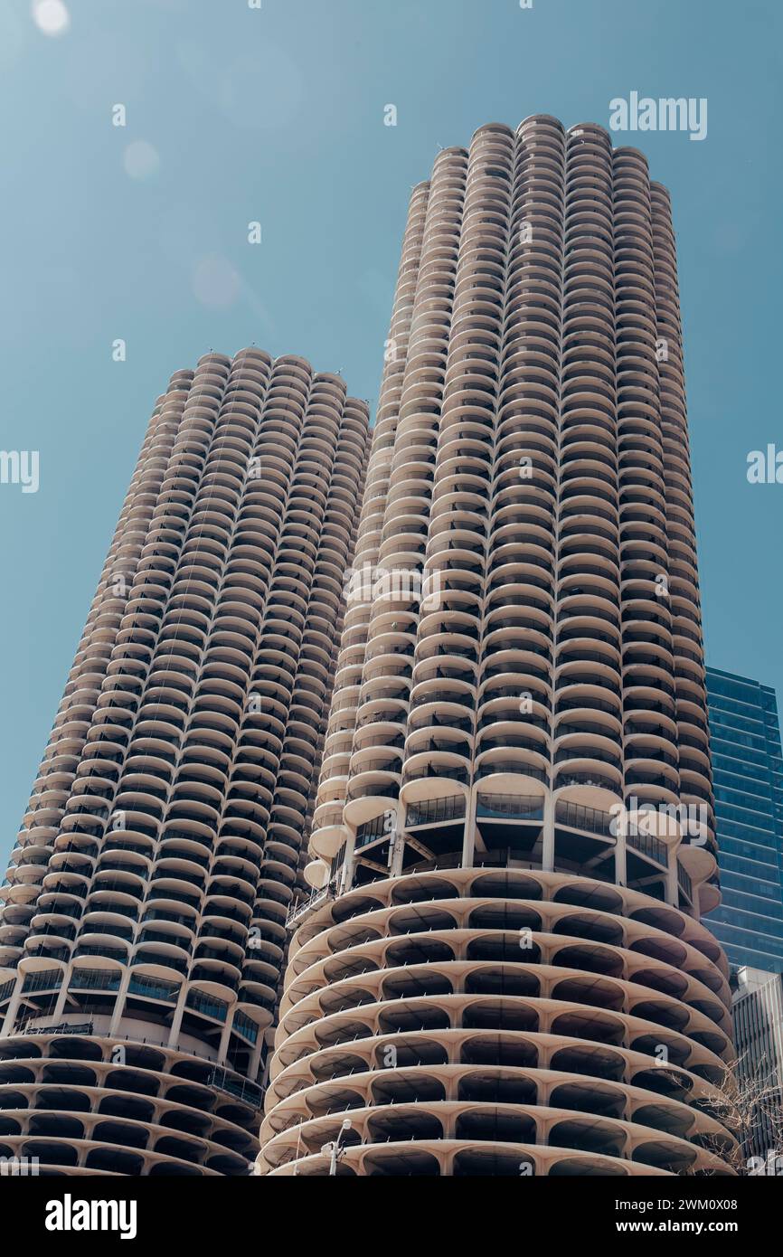 USA, Illinois, Chicago, Marina City Towers Stockfoto