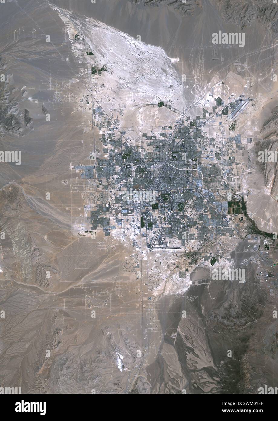 Farb-Satellitenbild von Las Vegas, Nevada im Jahr 1984. Stockfoto