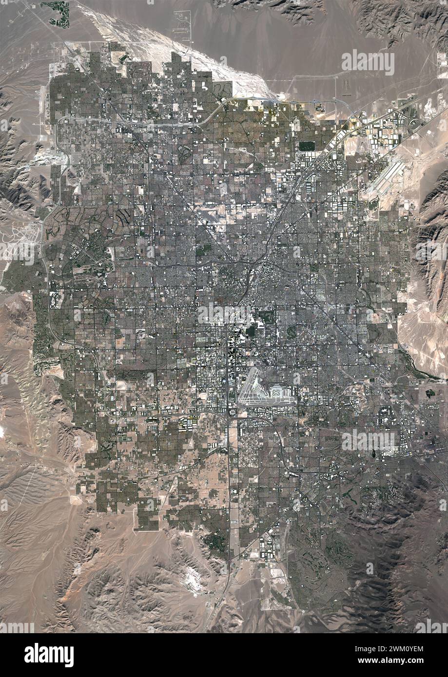 Farb-Satellitenbild von Las Vegas, Nevada im Jahr 2022. Stockfoto