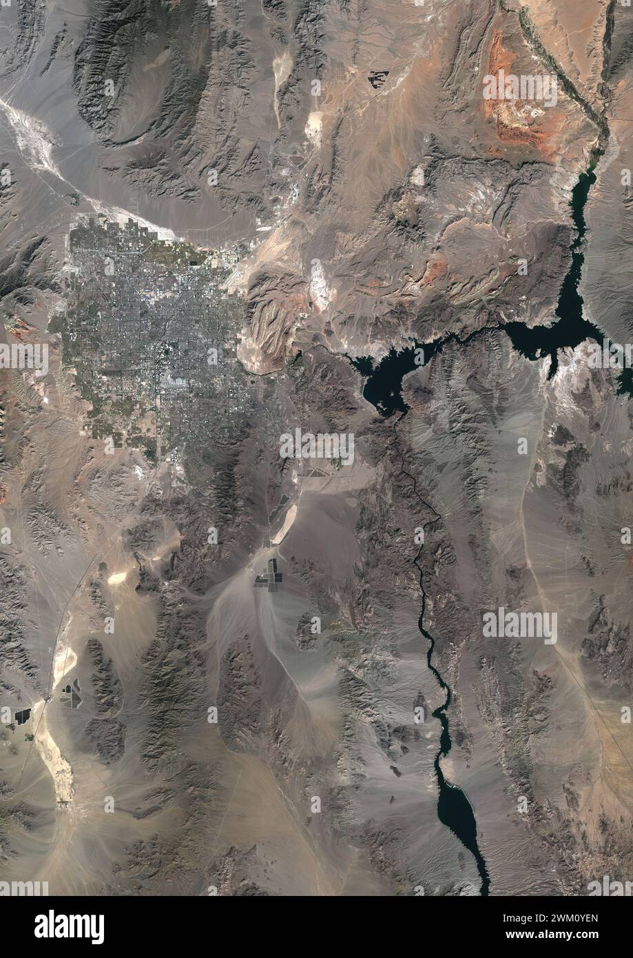 Farb-Satellitenbild von Las Vegas, Nevada im Jahr 2022. Stockfoto