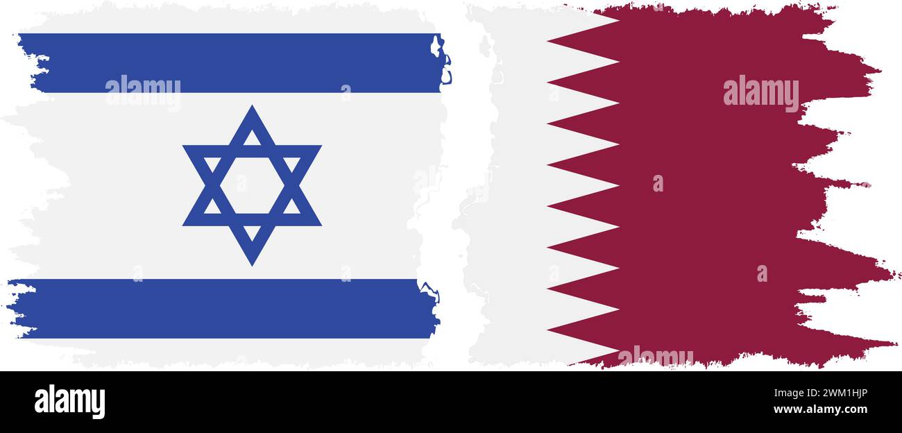 Qatar und Israel Grunge Flaggen Verbindung, Vektor Stock Vektor