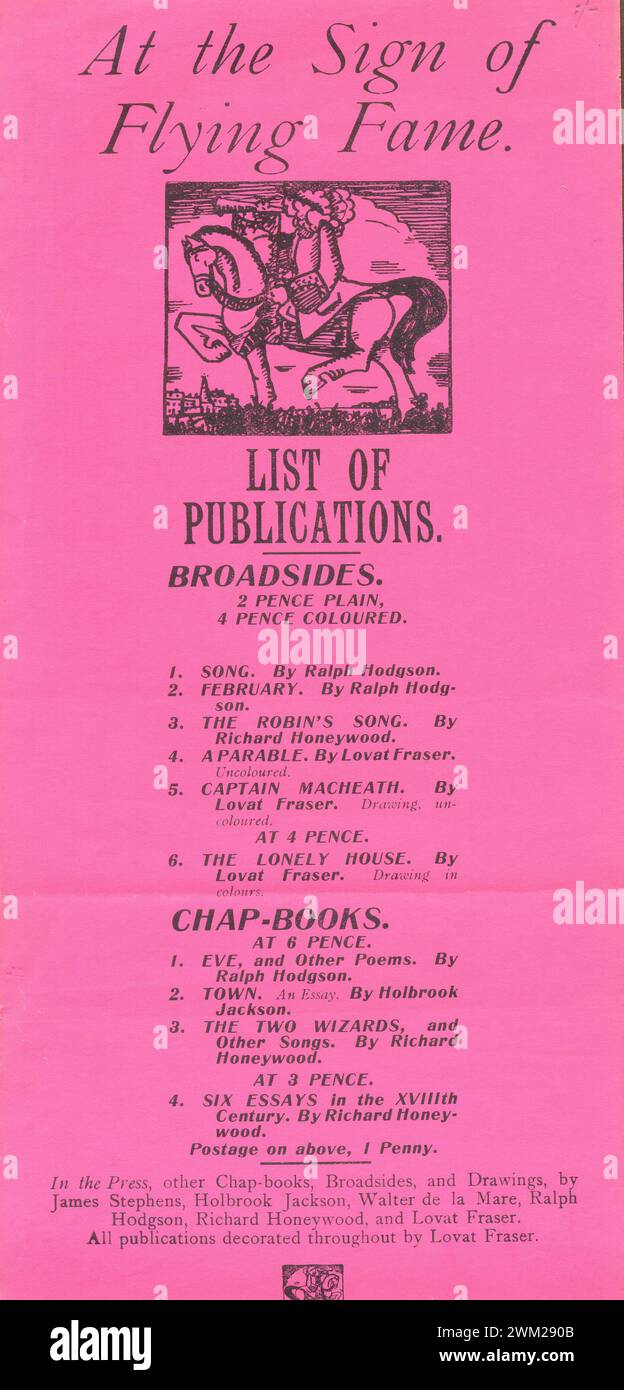 Bei The Sign of Fying Fame A List of Publications 1913 Stockfoto